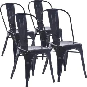 Ynk-801bk Inc Metal Dining Chairs Set Of 4 Iron Stackable Removable Back Cafe Side Patio Chair