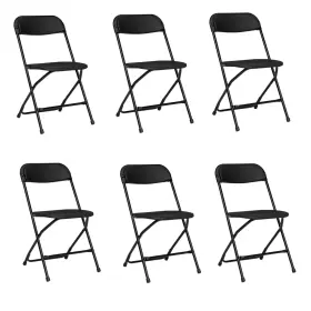 Gru95920994-zyx Inclake 6pack Black Plastic Folding Chair Portable Stackable Commercial Chairs With Stee
