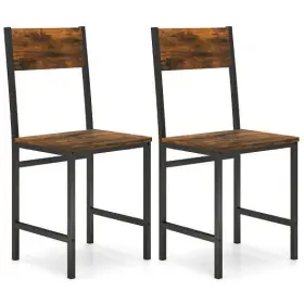 Industrial Kitchen Chairs Set 197867883089 Side Of 2 With Metal Legs And Slanted Back-rustic