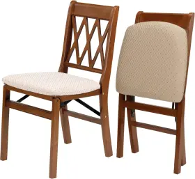 0225.6h842 Industries Stakmore Lattice Back Folding Chair Finish Set Of 2 Fruitwood
