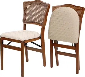 0762.6h842 Industries Stakmore French Cane Back Folding Chair Finish Set Of 2 Fruitwood