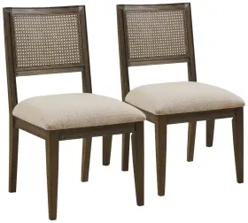 Ii108-0508 Ink Ivy Kelly Brown Fabric Armless Dining Chairs Set Of 2