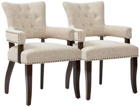 Ink Ivy Iif20-0057 Brooklyn Cream Tufted Fabric Dining Chairs Set Of 2