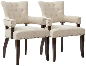 Iif20-0057 Ink Ivy Brooklyn Cream Tufted Fabric Dining Chairs Set Of 2