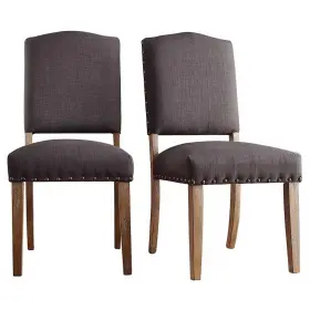 49098020 Inspire Q Set Of 2 Cobble Hill Nailhead Accent Dining Chair Wood/charcoal -
