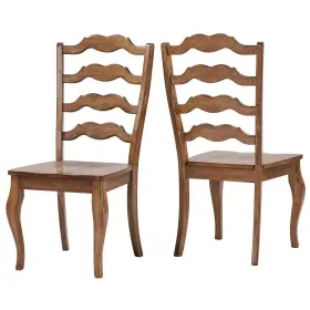 Eg-604 Inspire Q Eleanor Ladder Back Dining Chair Set Of 2 Oak Wood Rubberwood Seat French Style
