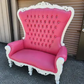 Qn112-pnk-sv Interior Gallery Pink Princess Double High Back Throne Queen Chair Or Loveseat Size