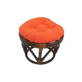 3301-tw-td International Caravan Rattan Footstool With Twill Cushion Tangerine Dream
