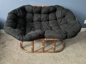 International Caravan 3304-tw-sg Rattan Double Papasan Chair With Twill Cushion