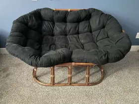 3304-tw-sg International Caravan Rattan Double Papasan Chair With Twill Cushion