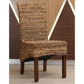 Sg-3302-1ch International Caravan Gaby Woven Banana Leaf/mahogany Dining Chair Brown Traditional Bohemian And Eclect