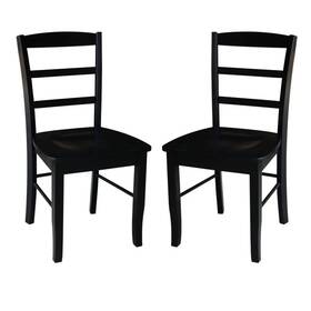 International Concepts 80159950 Set Of 2 Madrid Ladderback Chairs Black - Solid Wood