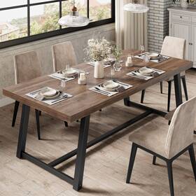 Ironck Hk-dt-e06 71 Inch Dining Table For 6-8 People Industrial 70.8 X 35.4 30 Brown