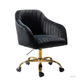 Jayden Creation 197104193476 Sinda Modern Black Velvet Swivel And Adjustable Task Chair With Gold Base