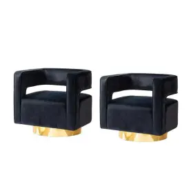 Jayden Creation 197104475985 Gustaf Contemporary Black Velvet Comfy Swivel Barrel Chair With Open Back And Of