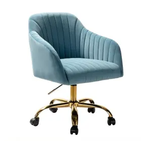 Chdt0084-blue-p Jayden Creation Sinda Modern Blue Velvet Swivel And Adjustable Task Chair With