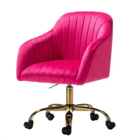 Chdt0084-fushia-p Jayden Creation Sinda Modern Fushia Velvet Swivel And Adjustable Task Chair With Gold Base
