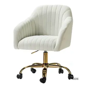 Chdt0084-ivory-p Jayden Creation Sinda Modern Ivory Velvet Swivel And Adjustable Task Chair With