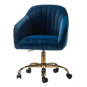 Chdt0084-navy-p Jayden Creation Sinda Modern Navy Velvet Swivel And Adjustable Task Chair With Gold Base