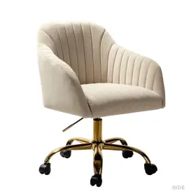 Chdt0084-tan-p Jayden Creation Sinda Modern Tan Velvet Swivel And Adjustable Task Chair With Gold Base
