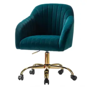 Chdt0084-teal-p Jayden Creation Sinda Modern Teal Velvet Swivel And Adjustable Task Chair With
