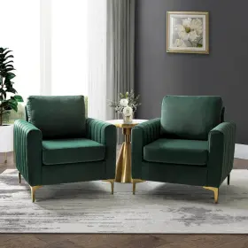 Chhq0468-green-s2 Jayden Creation Ennomus Modern Green Polyester Club Chair Arm With Set Of