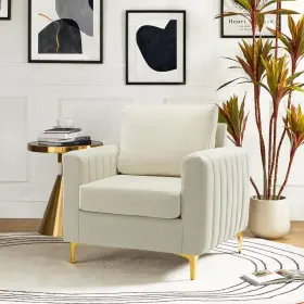 Chhq0468-ivory Jayden Creation Ennomus Modern Ivory Polyester Club Chair Arm With