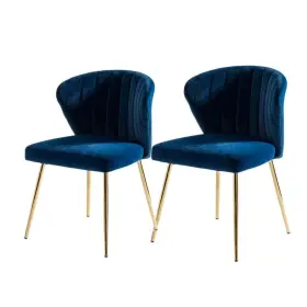 Chm0011-s2-navy Jayden Creation Milia Navy Tufted Dining Chair Set Of 2