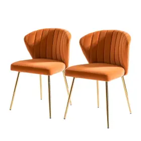 Chm0011-s2-orange Jayden Creation Dining Chair 30 Inch Low Back Metal Frame Tufted Orange Set Of 2