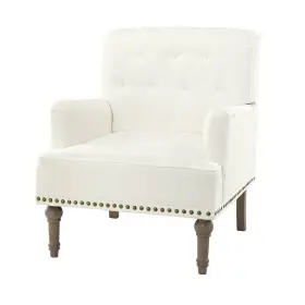 Chm0384-ivory Jayden Creation Leobarda Classic Traditional Ivory Tufted Armchair With Nailhead