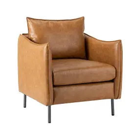 Chm0607-camel Jayden Creation Hajo 30 Inch Camel Faux Leather Arm Chair With Metal Legs
