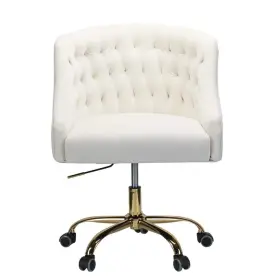 Chm6030-ivory Jayden Creation Lydia 24.5 Inch Mid-century Modern Ivory Velvet Tufted Task Chair