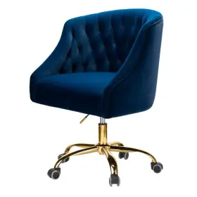 Chm6030-navy Jayden Creation Lydia 24.5 Inch Mid-century Modern Navy Velvet Tufted Task Chair