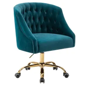 Chm6030-teal Jayden Creation Lydia 24.5 Inch Mid-century Modern Teal Velvet Tufted Hand-curated Task Chair