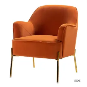 Chm6154a-orange Jayden Creation Accent Chair 32 Inch Velvet Square Arm Orange With Gold Metal Legs