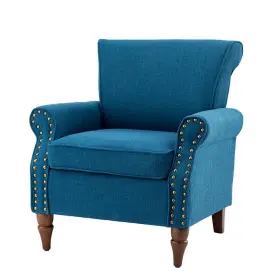 Chwh0479-navy Jayden Creation Macedonia Navy Armchair With Nailhead Trim