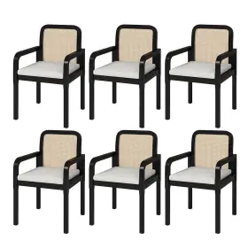Dctl0955-blk-s3 Jayden Creation Gilbert Black Modern Rattan Dining Chair With Removable Cushion Set Of 6