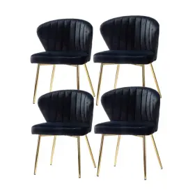 Dsdc0002-blk Jayden Creation Olinto Modern Black Velvet Channel Tufted Side Chair With Metal