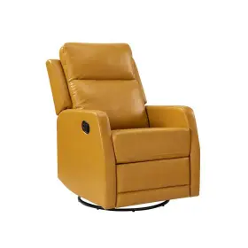 Knm546-mustard-p Jayden Creation Coral Classic Mustard Upholstered Rocker Wingback Swivel Recliner With Metal