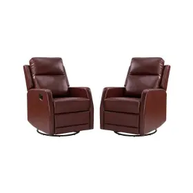 Knm546-red-s2 Jayden Creation Coral Classic Red Upholstered Rocker Wingback Swivel Recliner Of