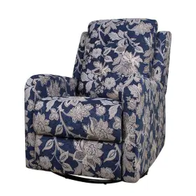 Knm598-navy Jayden Creation Bellamy Navy Polyester Swivel Rocker Recliner With Metal Base