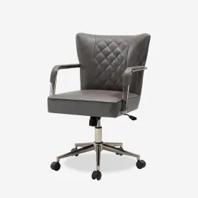 Ofm0839-gry Jayden Creation Falko Grey Faux Leather Polyurethane Elegant Diamond-tufted Swivel Task Chair