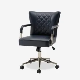 Ofm0839-nav Jayden Creation Falko Navy Faux Leather Polyurethane Elegant Diamond-tufted Swivel Task Chair