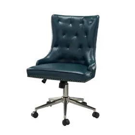 Ofmyn0433-turquoise Jayden Creation Herse Turquoise Tufted Nailhead Trim Faux Leather 18.5 Inch -21.5