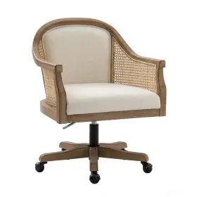 Ofs0764-ivy Jayden Creation Cyril Ivory Adjustable Height Task Chair With Rattan Arms And
