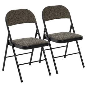 Jhk Oc-zdy01bm 2 Pcs Folding Chair With Padded Cushion Back Fabric Stackable Portable Chairs Set