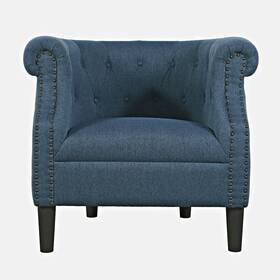 Jofran 840267706839 Transitional Contemporary Upholstered Barrel Curved Back Accent Chair