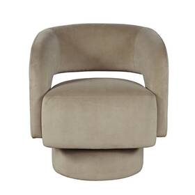 Jofran 840267709700 Mid-century Modern Upholstered Split-back Curved Sculpture Swivel Accent Chair