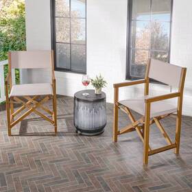 Jonathan Y 744110038903 Cukor Classic Vintage Outdoor Acacia Wood Folding Director Chair With Canvas Sea