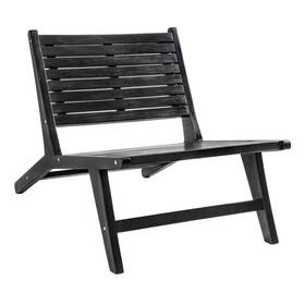 Jonathan Y 744110741681 Leo Mid-century Modern Wood Armless Outdoor Lounge Chair Black